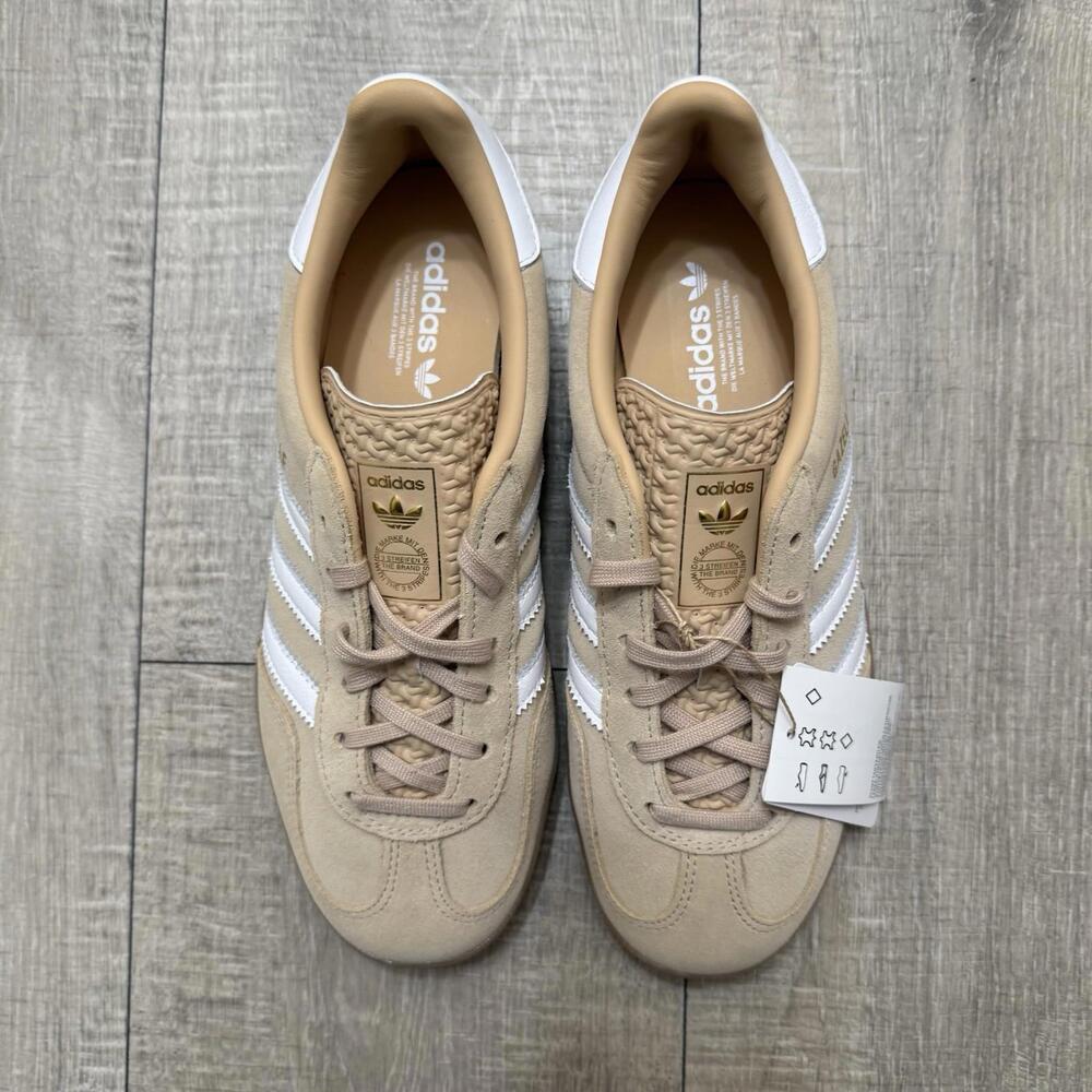 Adidas Gazelle Women's Tan & White Suede Sneaker - Picture 3 of 11